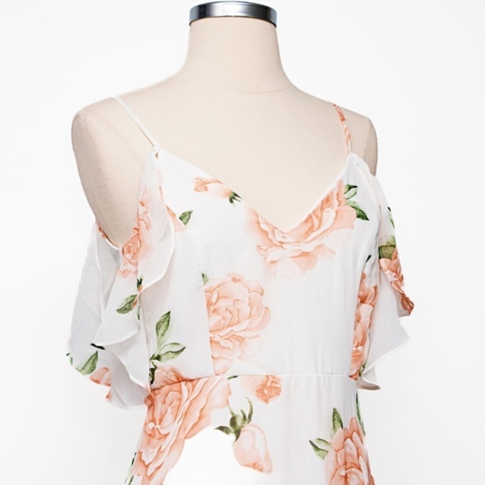Lulu's White Maxi Dress with Blush Floral Print - Picture 10 of 12